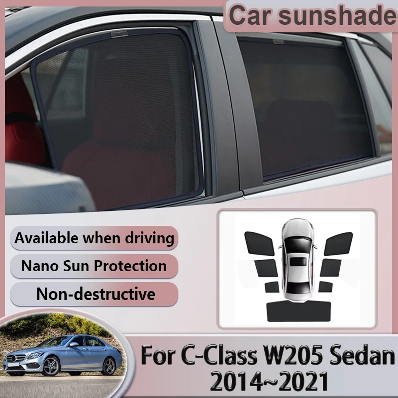 

Автомобильный сетчатый солнцезащитный козырек для Mercedes-Benz C-Class W205 Sedan 2014 ~ 2021 2018, солнцезащитный козырек, оконные шторы, автоаксессуары