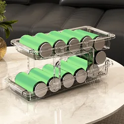 Refrigerator Beverage Can Storage Rack Soda Can Organizer Easy Access Transparent Two-Tier Design Beverage Can Holder Drink