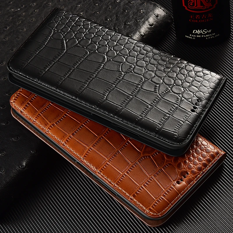 

Crocodile Genuine Leather Flip Case For Honor X9A X9B X8A X7A X6A X50 X40 X30 X20 X10 X9 X8 X7 X6 4G 5G Max Phone Cover Cases