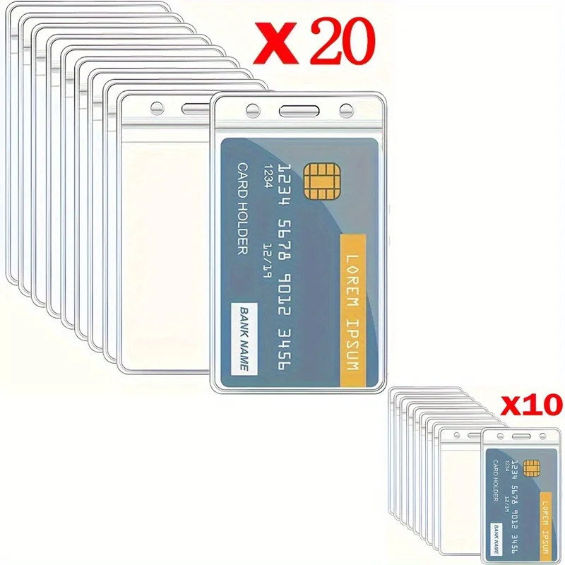 10/20 Pcs Waterproof Transparent Card Cover, ID Card Cover Plastic Protective Cover, Bus Bank Credit Card Protective Cover