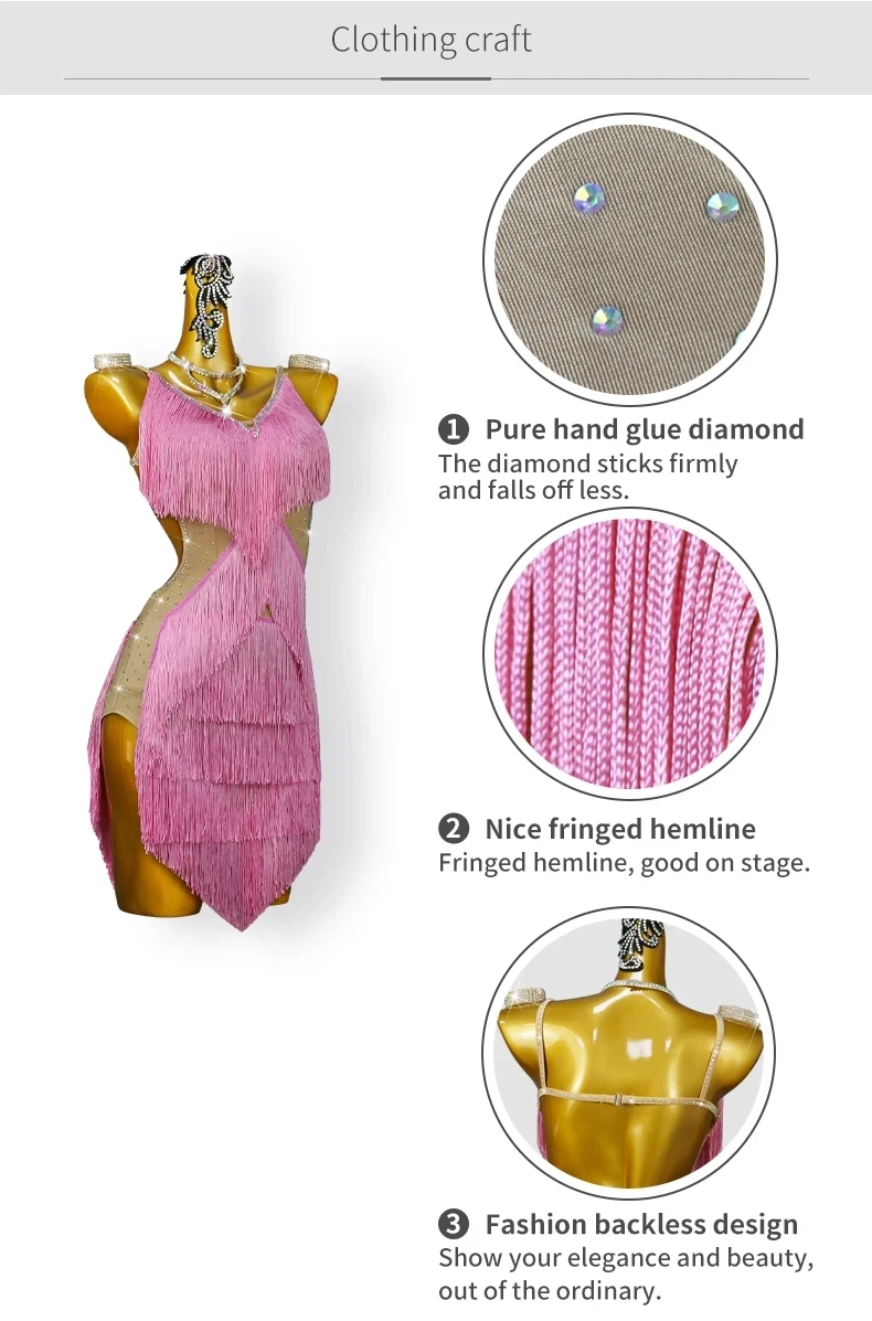 2026 Lateinamerikanisches Tanzkleid, Damen-Ballroom-Röcke, Performance-Kostüm, Mädchen-Sexy-Kleidung, Abschlussball-Anzug, Damen-Fransenkleid, Elegante Tanzkleidung – Detail 6