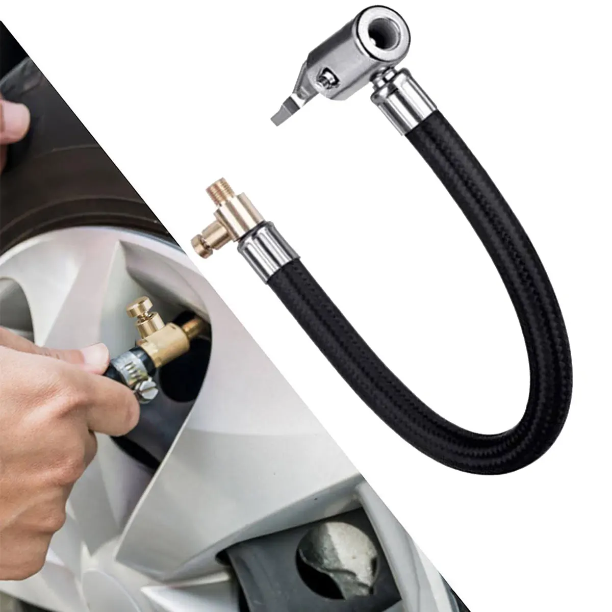 

60cm Car Inflator Extension Tube Screwing Fast Clamping Conversion Nozzle Car Tire Fast Inflator Collet