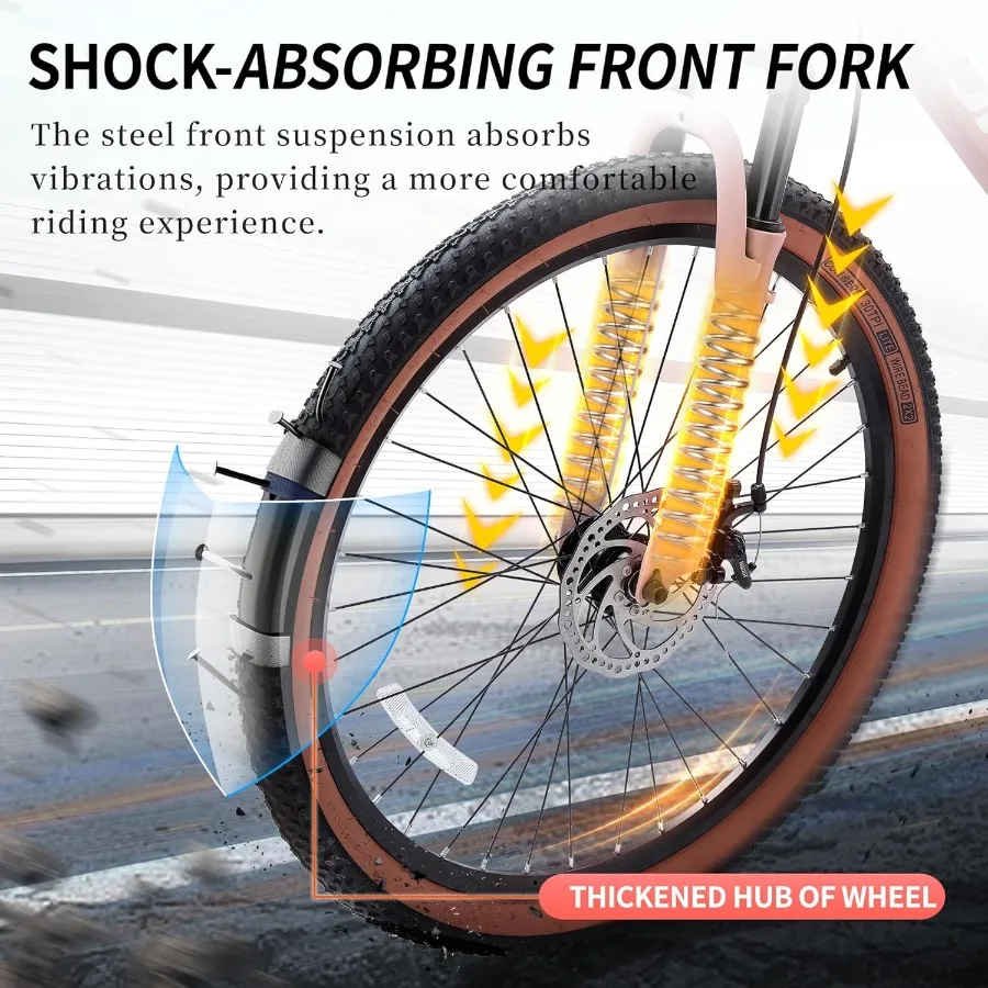 Bicicleta de Montaña de 24 pulgadas para hombres y mujeres con 21 velocidades neumáticos gruesos de 2,125 pulgadas sistema de suspensión doble completa frenos de disco Inter