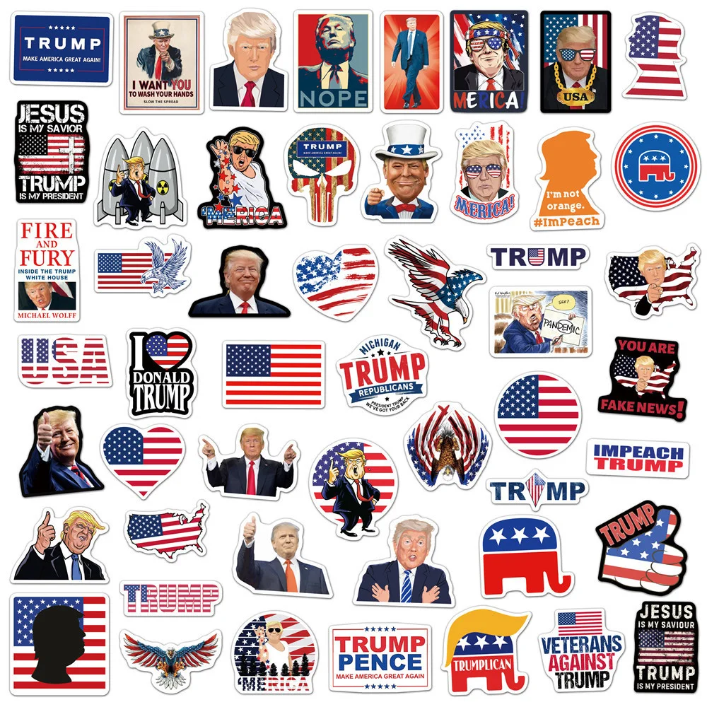 10/30/50pcs Trump Stickers Creative Trend Graffiti DIY Phone Case Laptop Notebook Waterproof Funny Cartoon Sticker Decals Packs