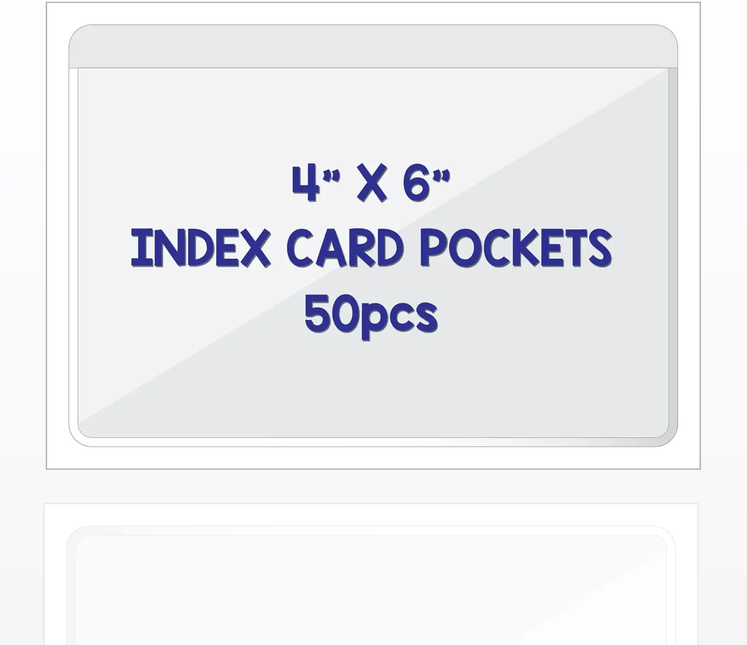 

50 Pack Clear Adhesive Index Card Holders, Top Open for 4x6 Cards, Sturdy Plastic Labels for Storage Bins & Organization