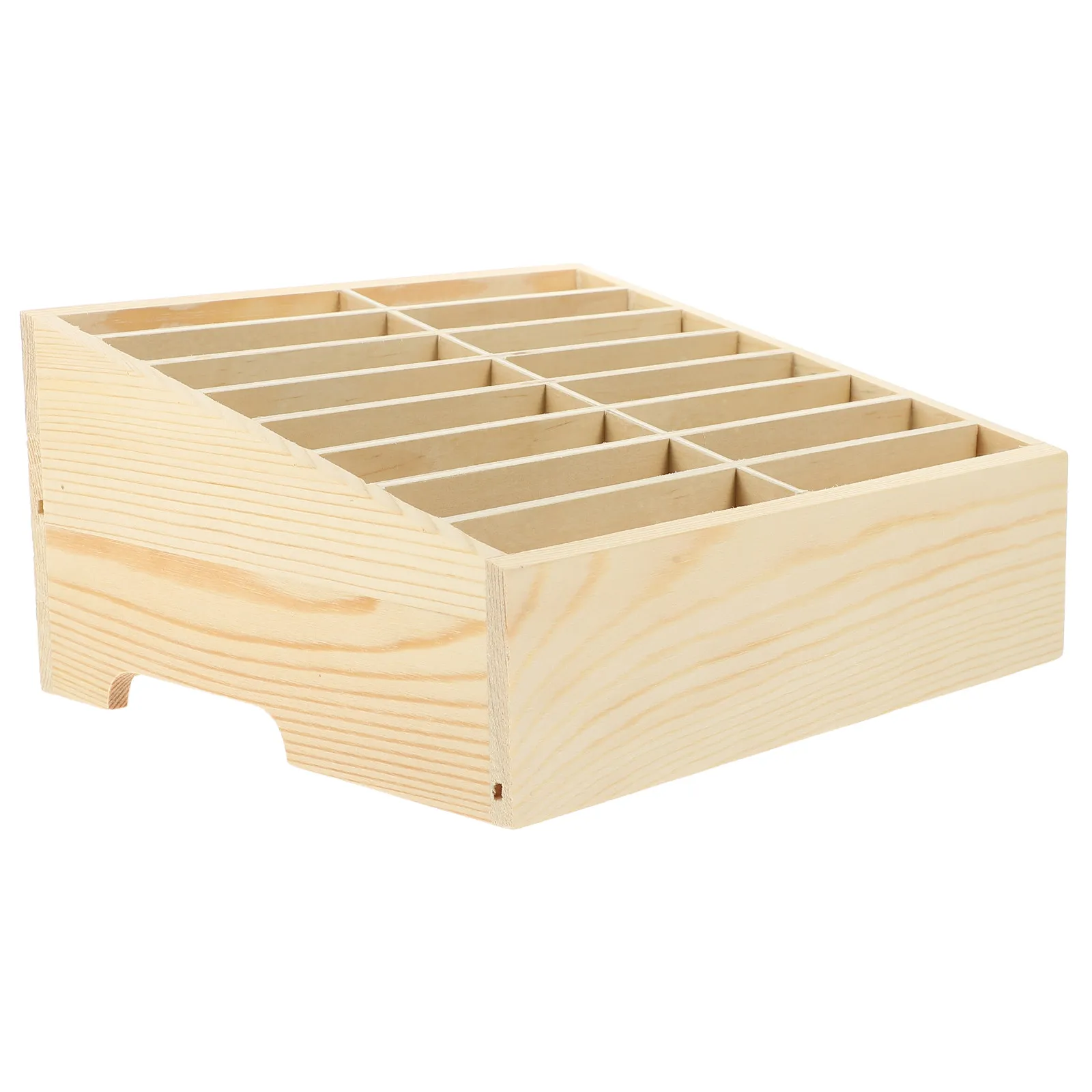 

Desktop Multi-Grid Phone Management Box Stable Natural Wood Organizer for Office Meeting Room Cell Phone Storage Holder