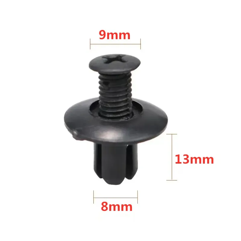 5/100pcs Car 8mm Hole Plastic Rivets Fastener Push Clip Black Auto Vehicle Door Trim Panel Retainer Fastener Clips for Toyota Au