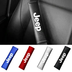 2pcs Carbon Fiber Leather Safety Belt Shoulder Cover Accessories For Jeep Renegade Wrangler JK Gladiator Grand Cherokee Compass