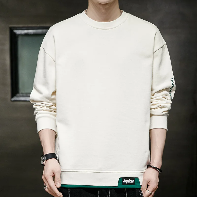 High quality sweatshirts for men long sleeve big size letter print pullover spring autumn 2024 tending clothing black grey white