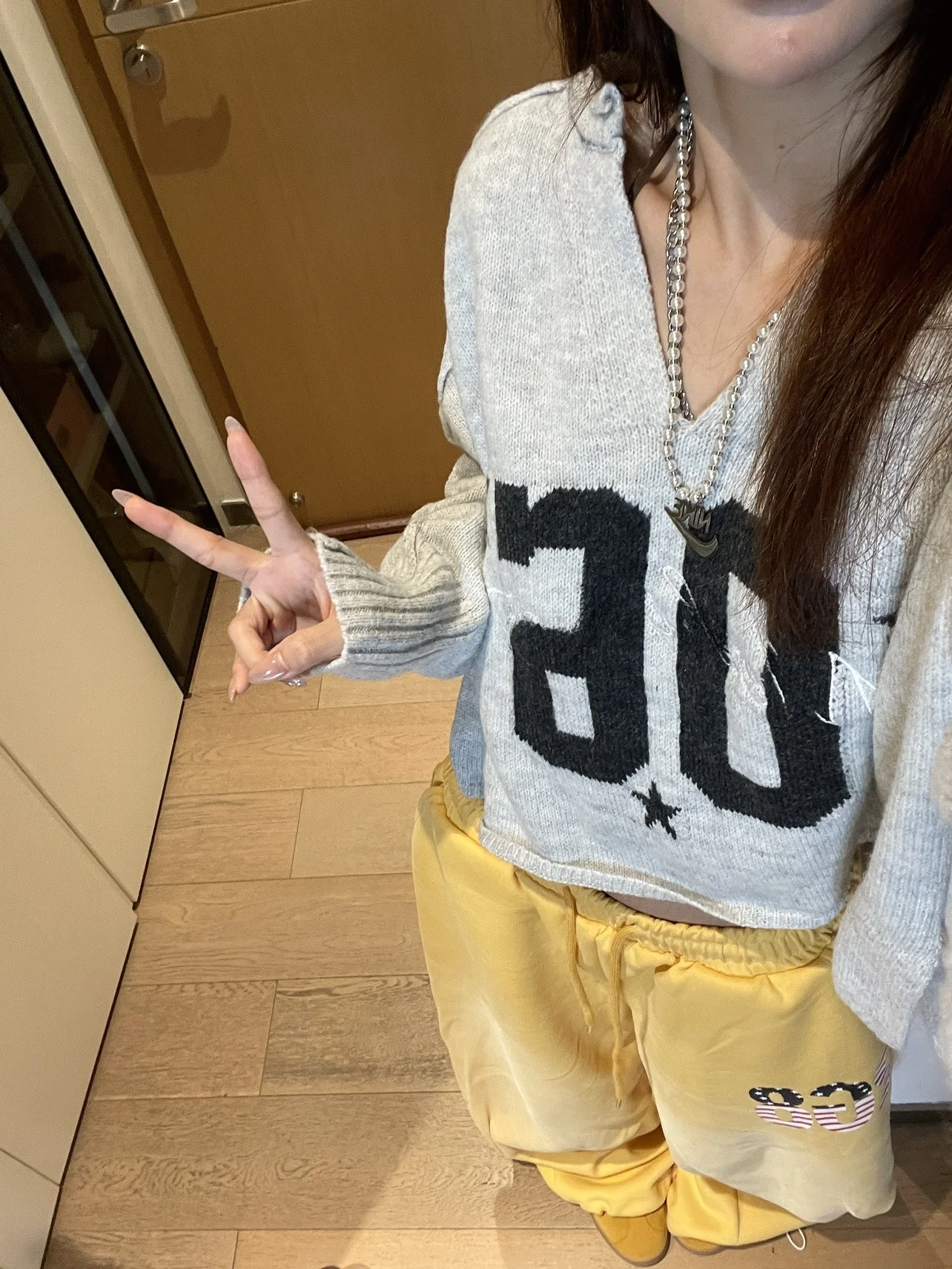 

ay Loose Long Sve V-Ne Knitted Sweater Women's Autumn Casual American Retro Sle Comfortable Cotton Polyester Blend