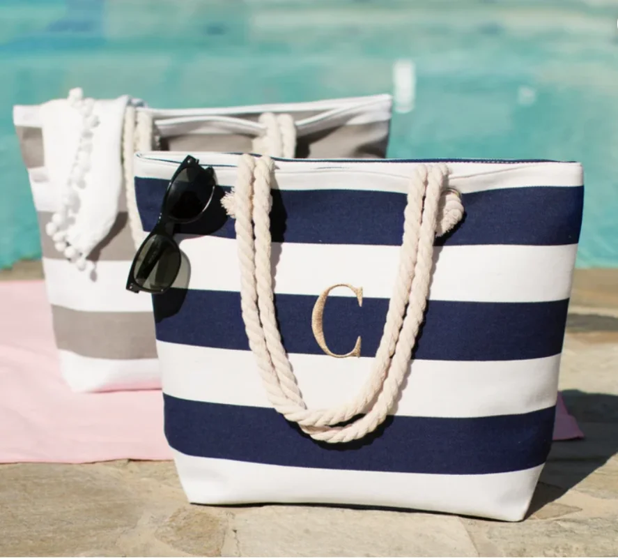 Gepersonaliseerde Strandtas Bruidsmeisje Cadeau Op Maat Naam Draagtas Bruids Feest Cadeau Tas Monogram Strand Tote Bruid Baby Cadeau Ideeën