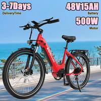 E Bike 500W Brushless Motor 48V15AH Lithium Battery Hydraulic Brakes Electric Bicycle 26-Inch Tire Commuting Electric Bike