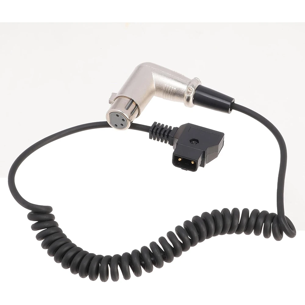 FOTGA 코일 D-탭 앵글 XLR 암 4 핀 전원 케이블 어댑터, 캐논 C300 III C500 II 블랙매직 URSA 미니 프로, 소니용