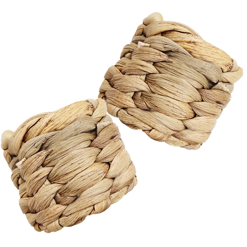 

2Pcs Farmhouse Napkin Rings Woven Rustic Napkin Buckles Table Decor Party Decor Napkins Buckles