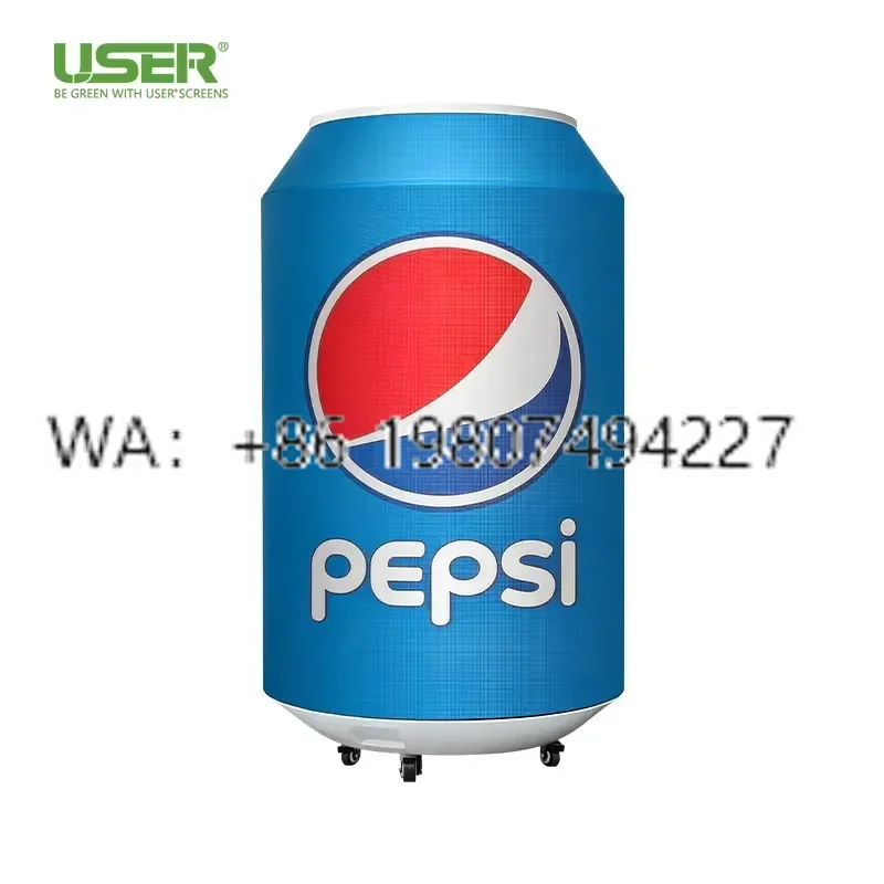 Creative Can Shaped Refrigerator Beverage Cooler P1.25 P1.53 1.86 P2 P2.5 with APP Control Advertising LED Display Screen