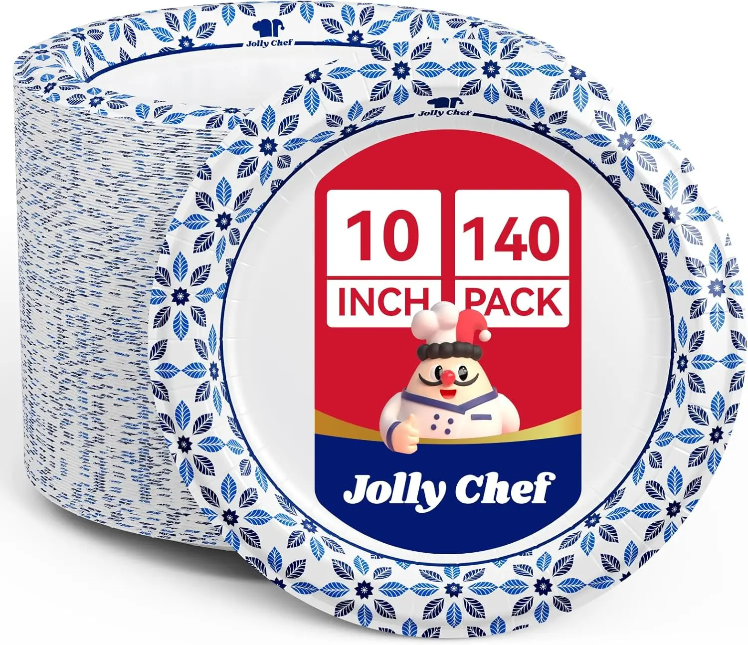 

10-Inch Disposable Paper Plates, 140 Count - Soak & Cut Proof, Heavy Duty for Everyday Use