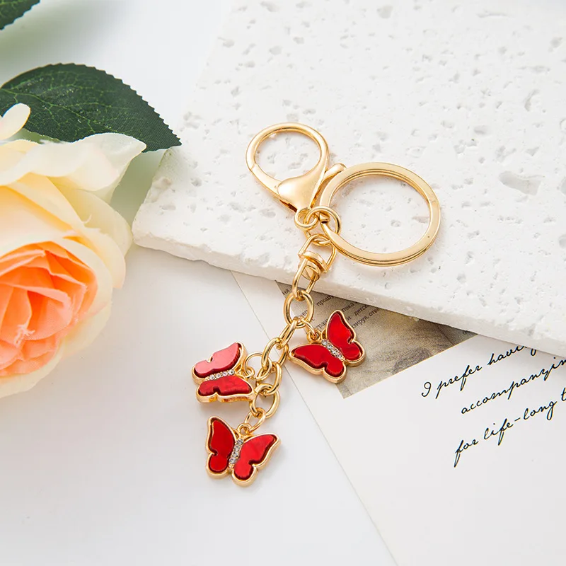 New 3 Butterfly Keychain European and American Pendant Key Accessories Schoolbag Pendant Bag Parts Accessories