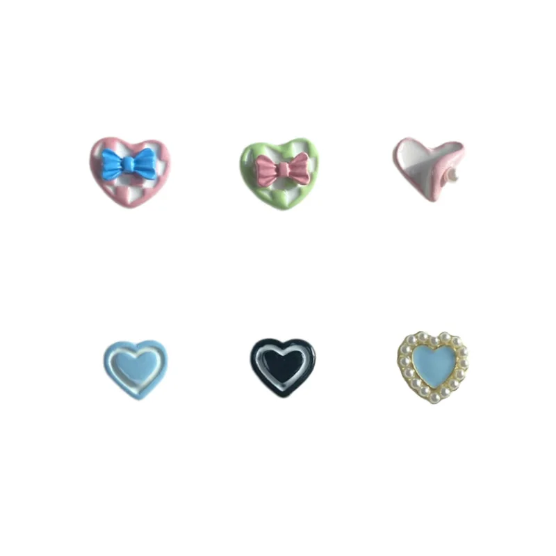 TSZS 10 ชิ้น/ล็อตที่มีสีสัน Kawaii Heart Bow Nail Art Charm เกาหลีญี่ปุ่น 3D น่ารักรักริบบิ้นเล็บตกแต่ง