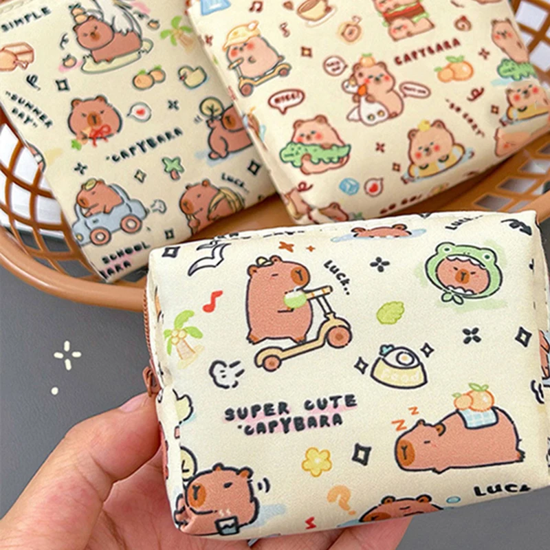 Desenhos animados Capybara Coin Purse Pouch Carteira bonito, portátil, impermeável, mini saco de armazenamento, batom chave, organizador de fone de ouvido para crianças, presente