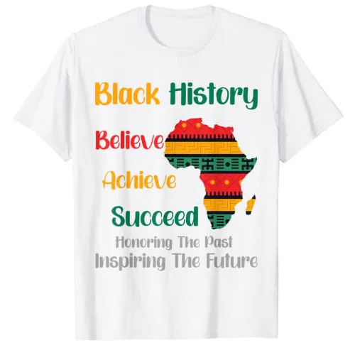 Honoring Past Inspiring Future Black History Month T-Shirt Gifts Pride Black African American Proud Tee Casual Tops Cool Present