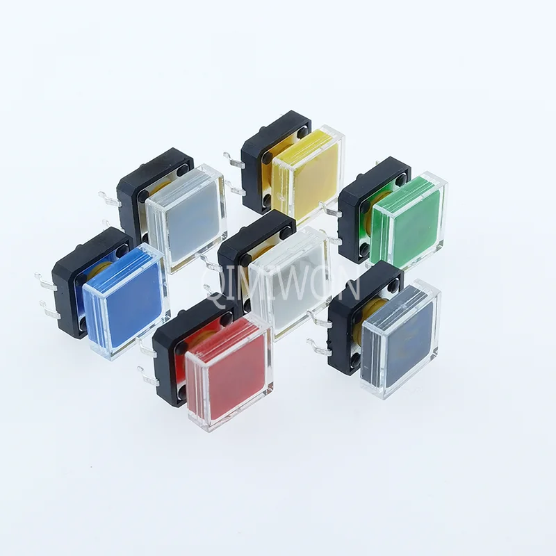 5pcs B3F Tactile Push Button Switch +A14 Color Hat 5pcs + Transparent Cap 5pcs Momentary Tact Touch Micro Switch 12*12*7.3mm