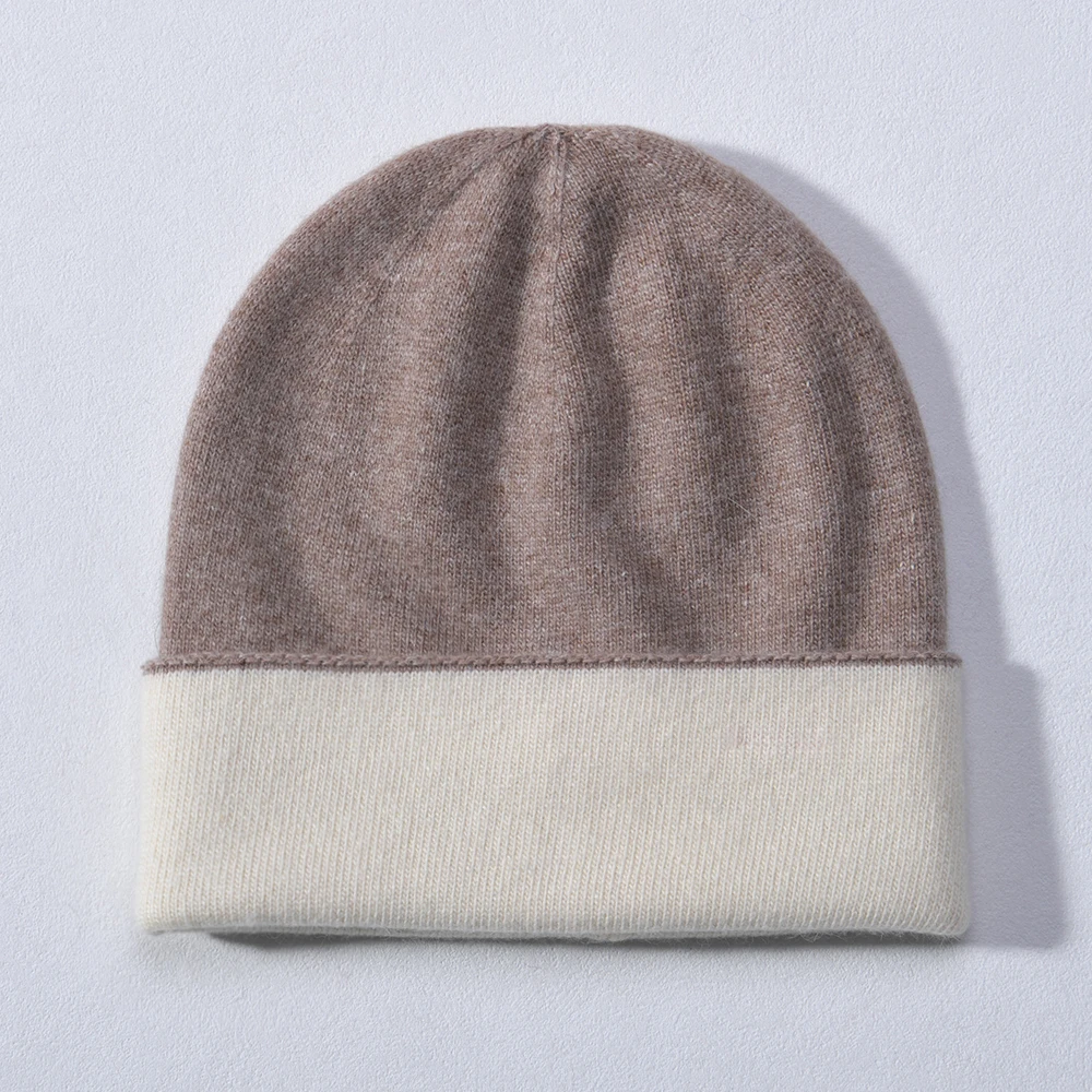 Luxyonuo Women's Winter Hat Soft and Warm Cashmere Blend Knitted Hats Ladies Fashion Reversible Wear Design Beanies New Arrival