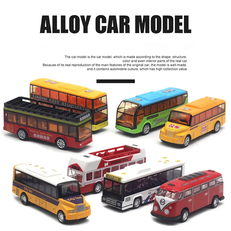 Juego de autobús extraíble de aleación, juguete de autobús de doble capa de simulación, caja de regalo de embalaje original, venta al por mayor, 1: 50