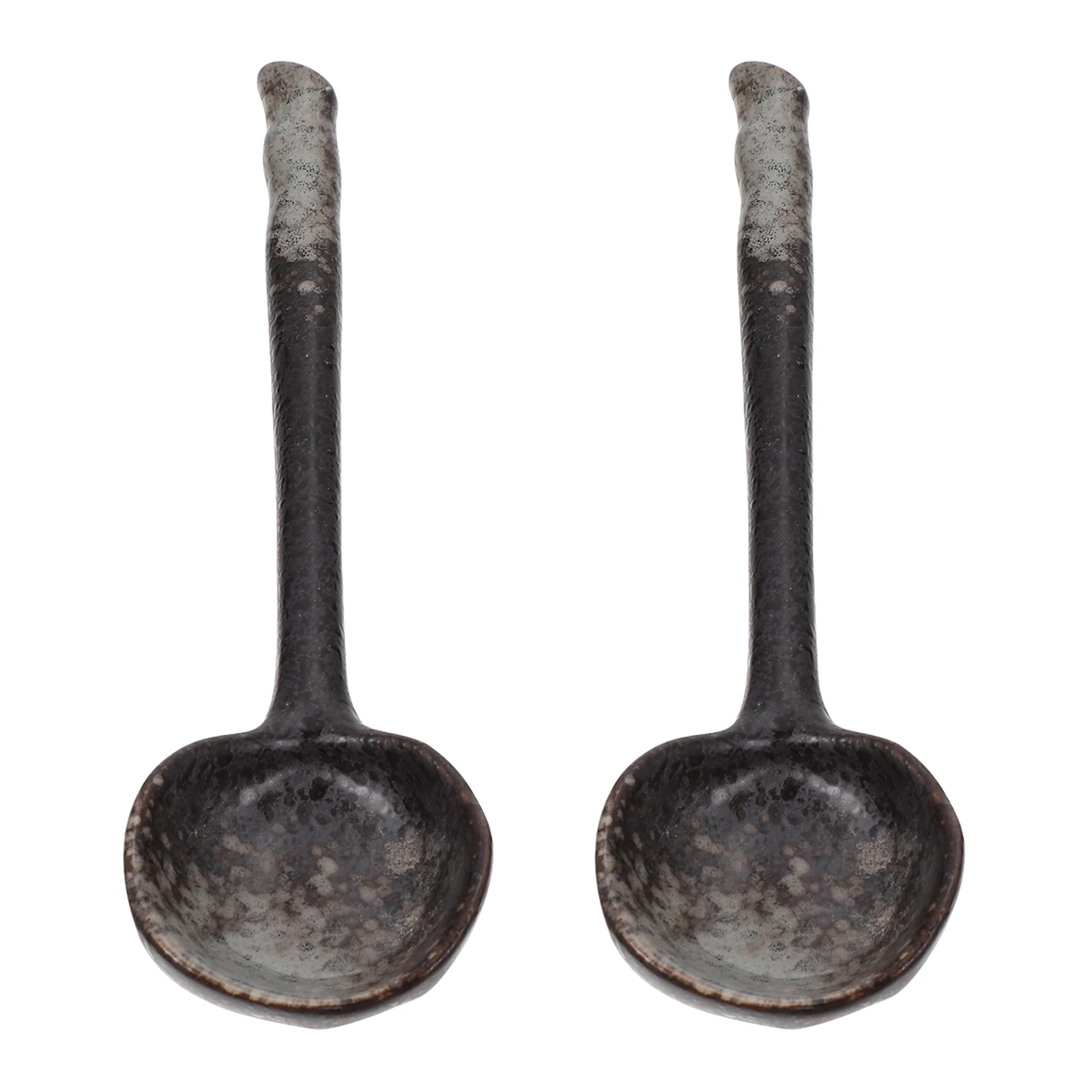 2 قطعة ملاعق شوربة من الخيزران سيراميك عالي الجودة سهل التثبيت مكان بسيط عصري طويل مقبض أدوات مائدة المطبخ #3