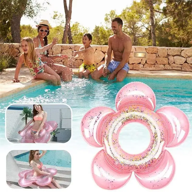 

New Sunflower Inflatable Bed Water Floating Sequined Mount Boat for Men Women Hawaii Carnival Parties Beach Pool Gifts Wedding