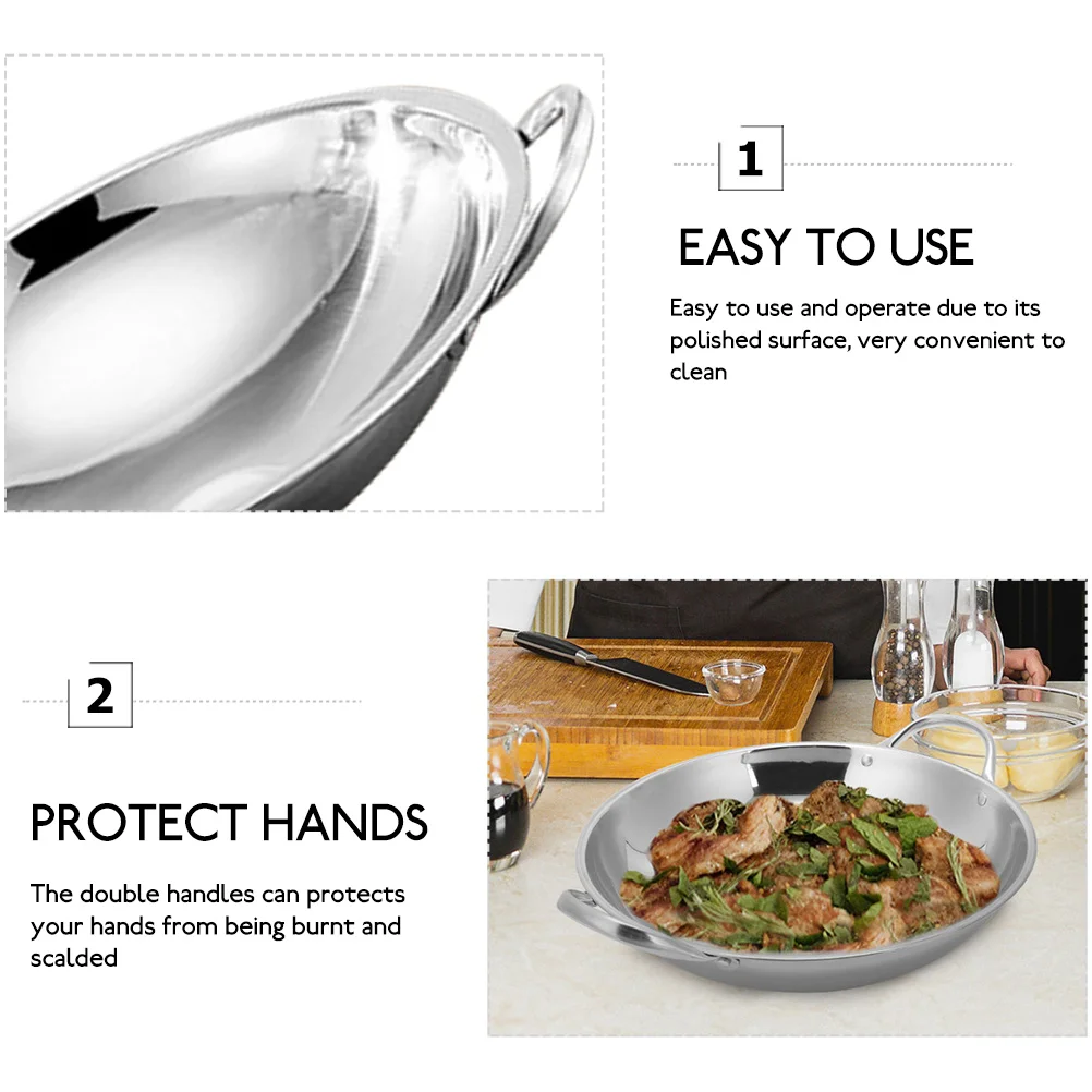 

Double Handle Stainless Steel Cooking Pan Large Capacity Household Hot Pot For Kitchen Home Restaurant High Temperature