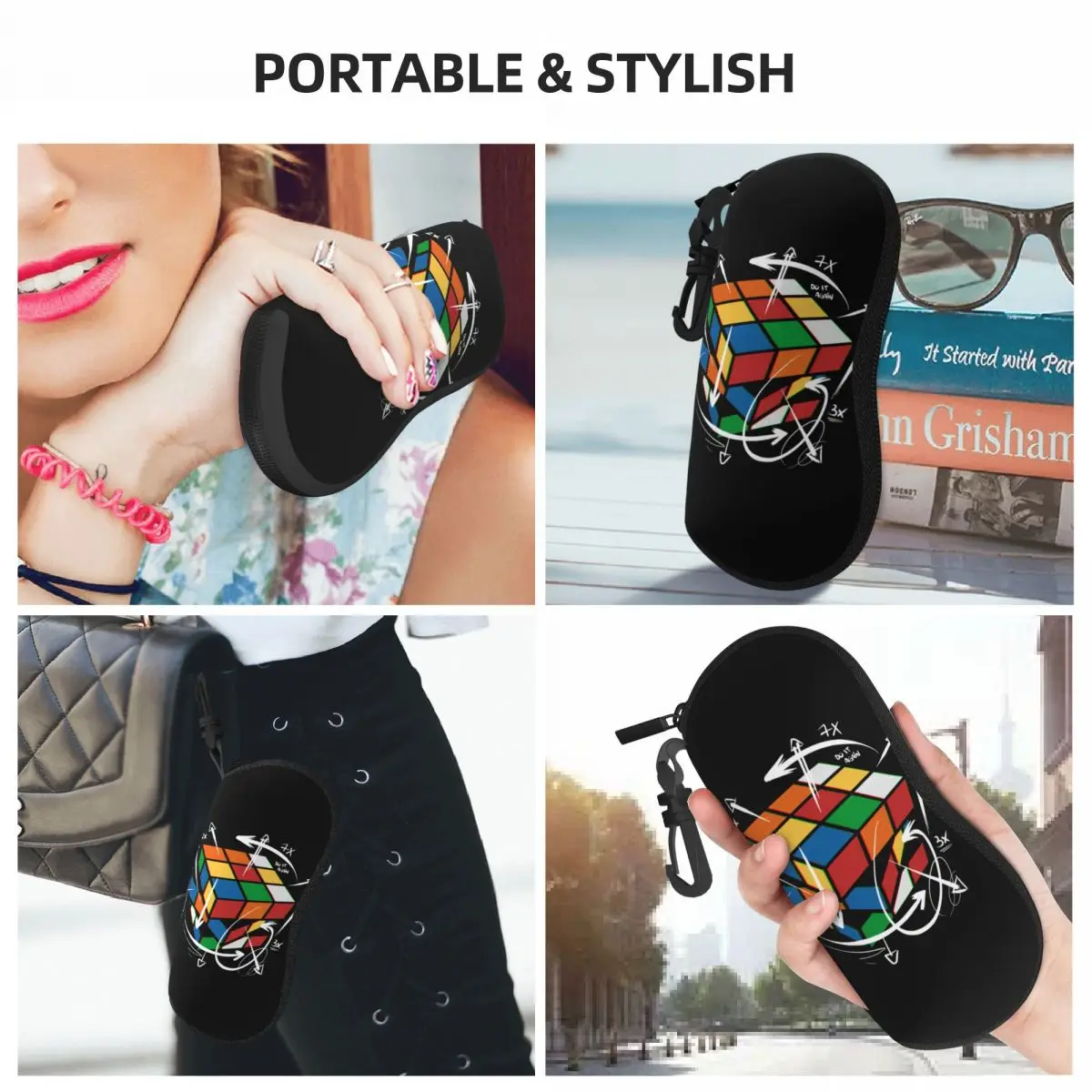 Rubiks Cube Mat Formula Sunglasses Soft Case Neoprene Zipper Geek Magic Gift Shell Eyeglass Case Protective Box For Glasses view 6