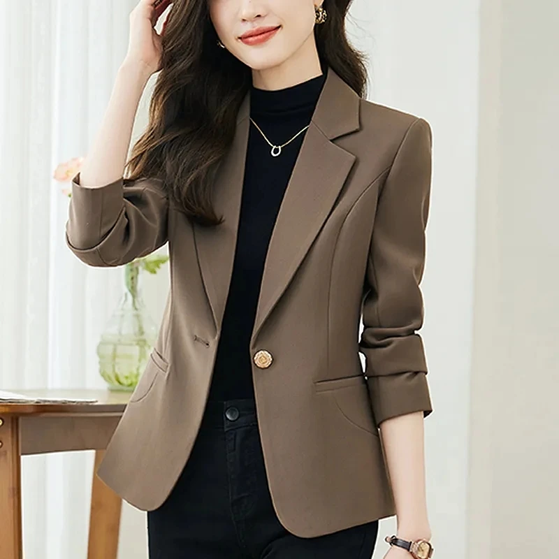 Spring Autumn Female Solid Color Suit Coat 2024 Women Advanced sense Leisure Blazer Jacket Korean Lady Short Fashion Top Outwear