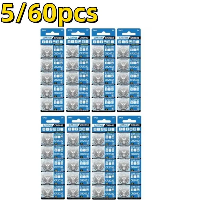 5/60PCS 3V CR2032 Lithium Button CR 2032 Battery BR2032 LM2032 5004LC Coin Cell Watch Batteries For Toy Clock Remote Control