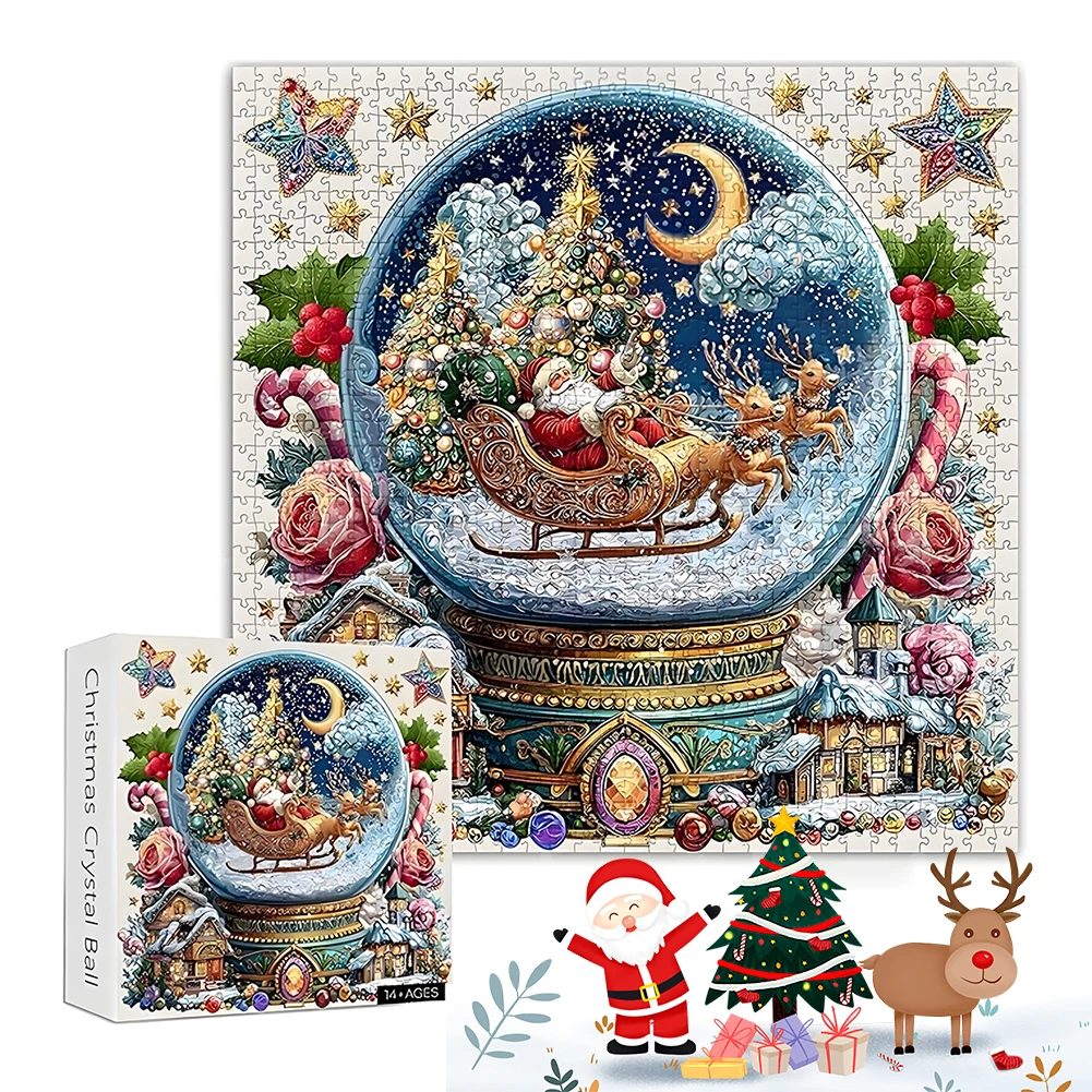 

1024 Piece Christmas Crystal Ball Jigsaw Puzzles Fun Challenging Christmas Puzzles for Home Family Activity Men Women Children