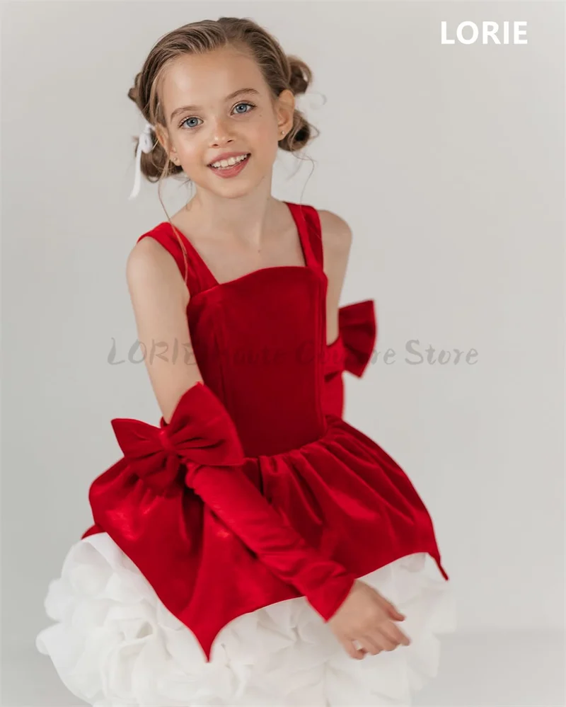 LORIE A-line Red Flower Girl Dress 2 Pieces Appliques Back Bow Baby Girl Dresses New Christmas Birthday Present Customized 2025