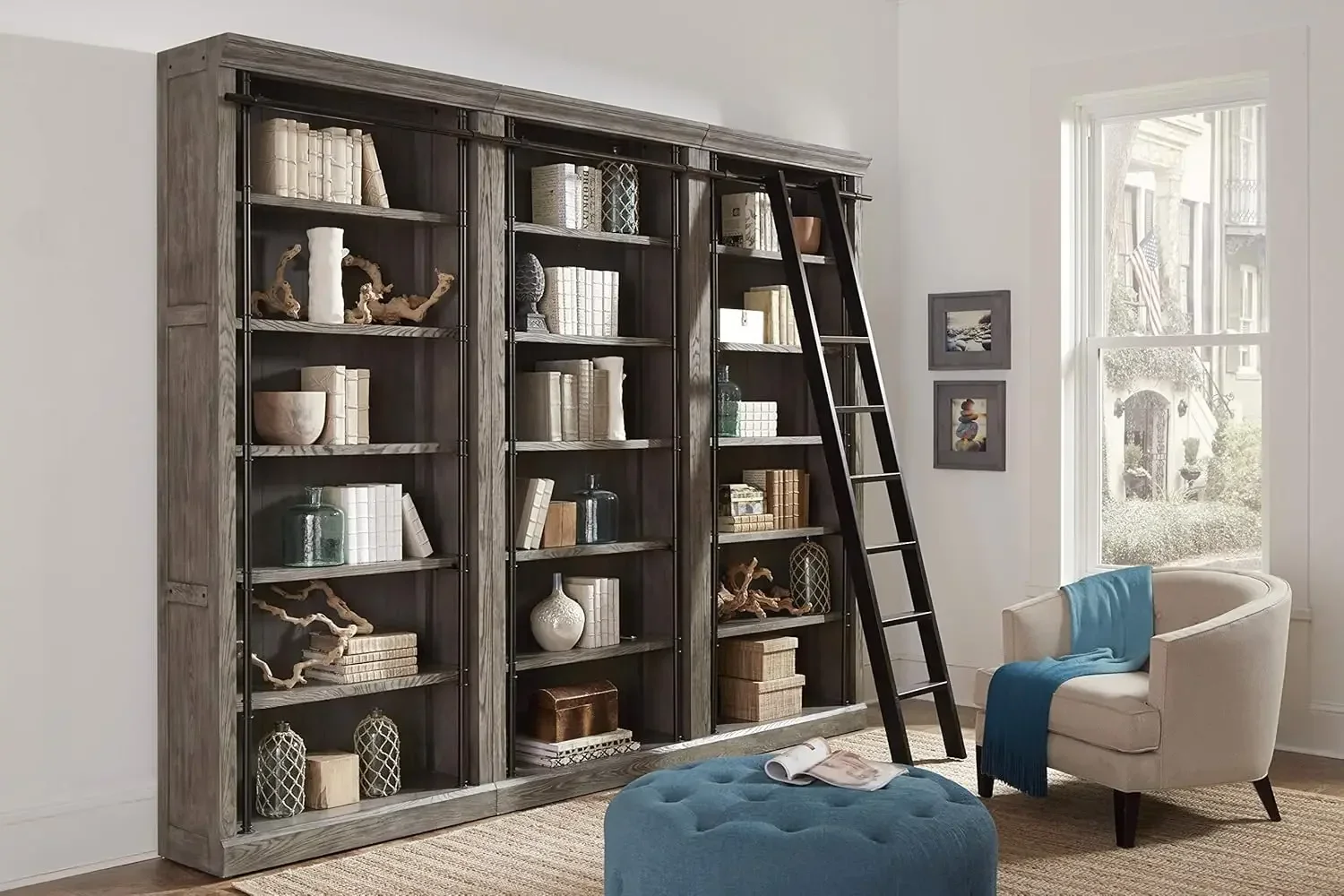 Avondale 3 Bookcase Wall Gray