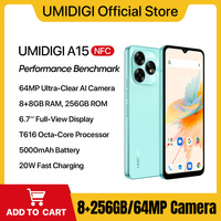 Смартфон UMIDIGI A15, A15C Android 13 Octa Core NFC 6.7” HD+ Waterdrop Screen 8GB 256GB 64MP 20W 5000mAh Battery Dual SIM