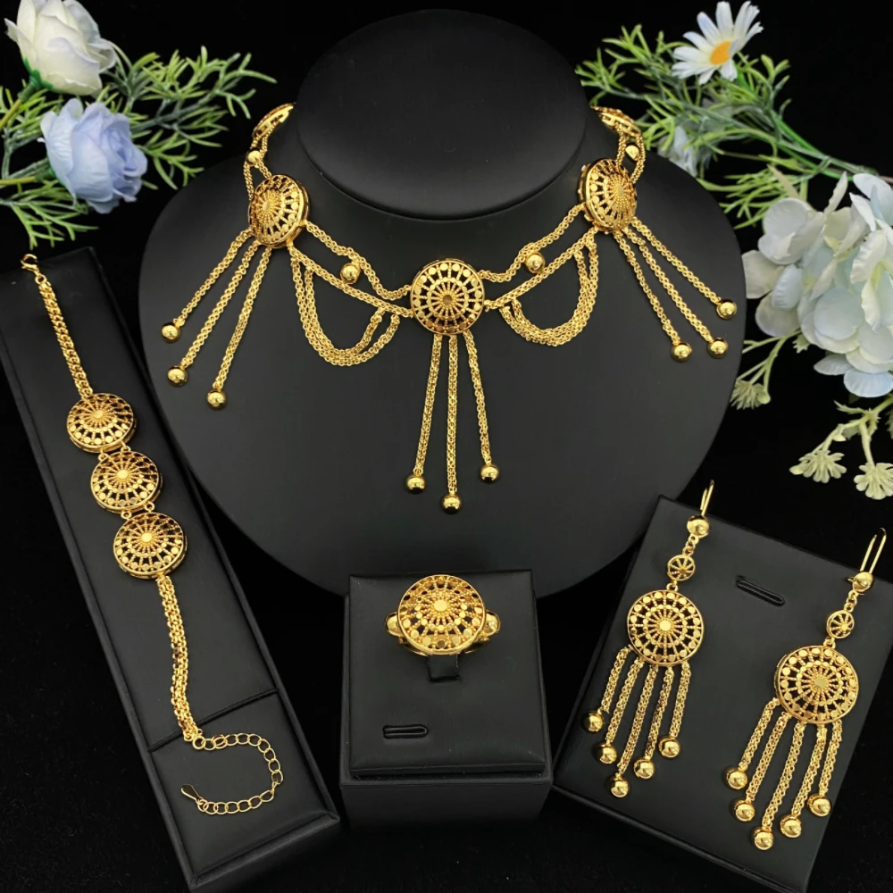 

JRH марокканский комплект ювелирных изделий для вечеринок, позолоченные медные серьги ручной работы, ожерелье, браслет, модный комплект для женщин, танцоров