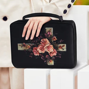 حالة الكتاب المقدس الأزهار مع مقبض وجيب للفتيات تحمل حقيبة منظم مع علامة غطاء الكتاب المقدس حالة الكتاب المقدس الكاثوليكية الفصل أفضل 6 مبيعات حقيبة الكتاب المقدس - رقم 5