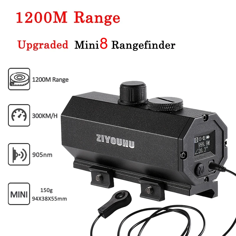 

MINI8 Plug-in 1200m Ranging Device Red Dot Assist Distance/Speed Measurer Sport Hunting Scope 1200m Real Time Laser Rangefinder