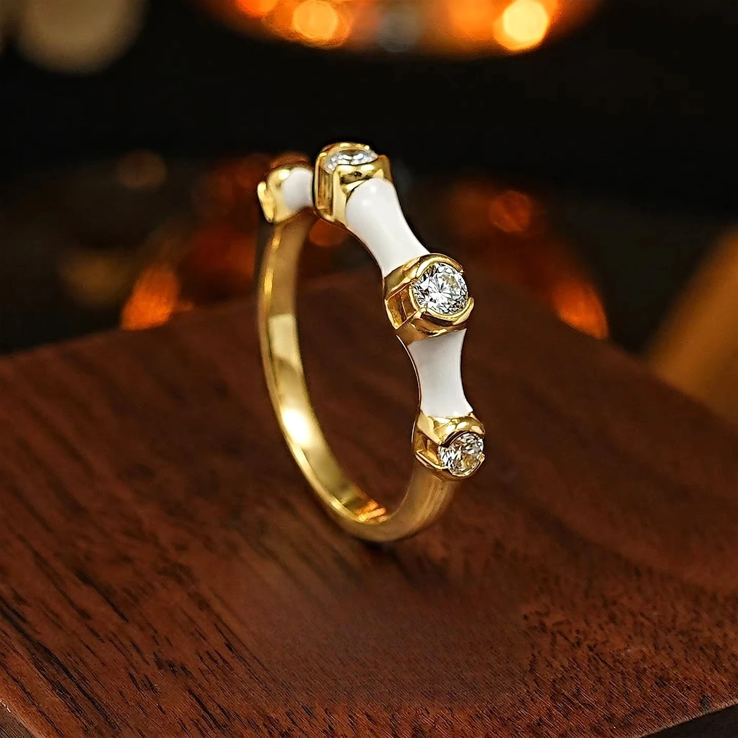 

S925 Silver Bamboo Knot Ring "Rising Day by Day" New Chinese Light Luxury Niche Design Stacked Ring Finger Jewelry