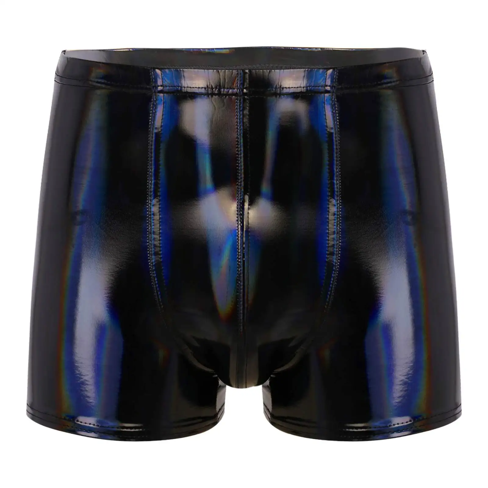 Mens Boxer Briefs Wet Look Patent Leather Hot Pants Underwear Underpants Shorts Nightclub Party Performance Costume Clubwear