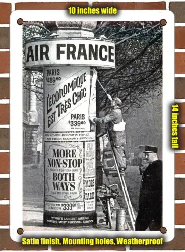 METAL SIGN - 1959 French Airline Economical is very chic More non-stop both ways