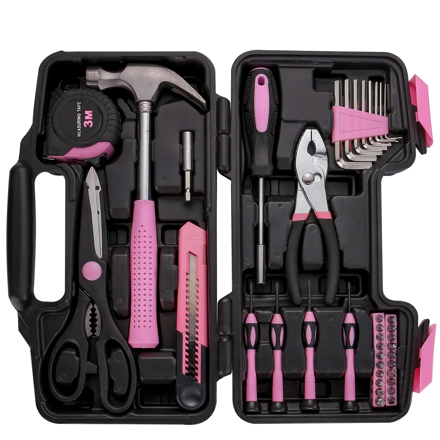 Hand Tool Sets 39 Piece General Household Toolbox Storage Case with Essential Hand Tools Repairs DIY Crafts Garage Office