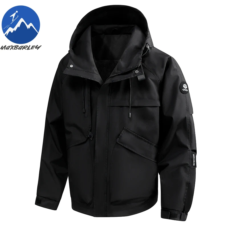 Maxbarley Gorpcore Jacket Men Outdoor Hiking Hunting Waterproof Windbreaker chaqueta Man Autumn 2025 New Work Riding Hooded Coat