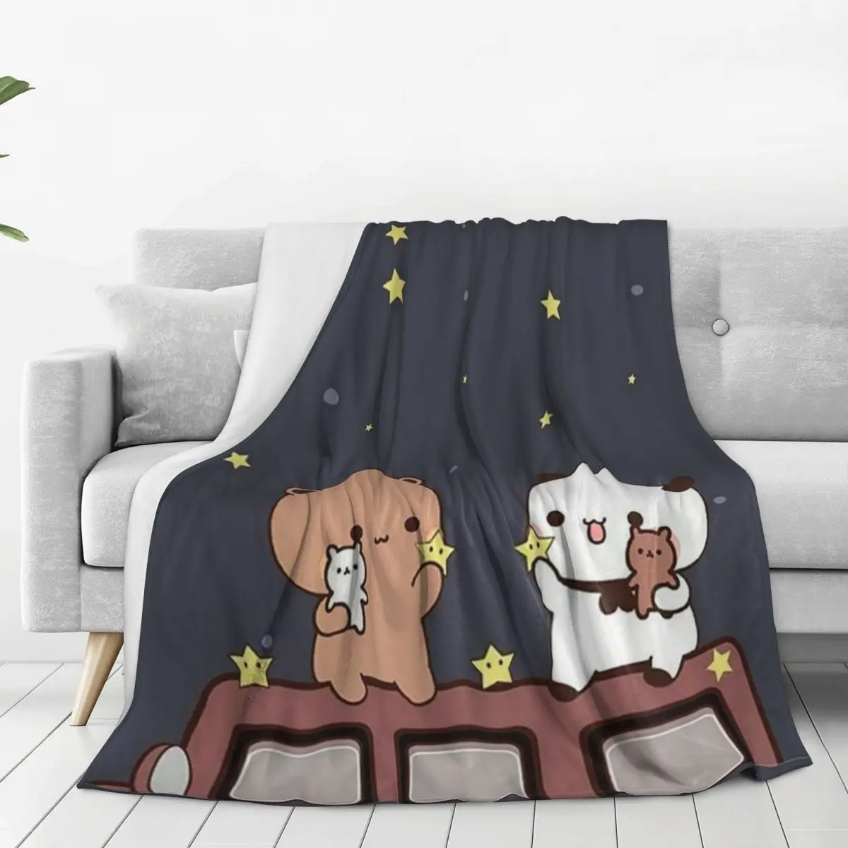 Bubu And Dudu Watching The Moon Togethe Blanket Flannel Super Soft Throw Blankets For Couch Bedding Outdoor Throws Bedspread