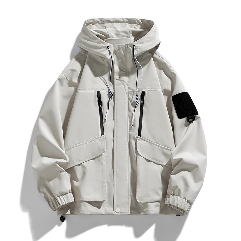 

Весенне-осенние ветрозащитные водонепроницаемые куртки для мужчин с капюшоном, повседневная верхняя одежда, модная молодежная спортивная куртка для пар, свободный крой