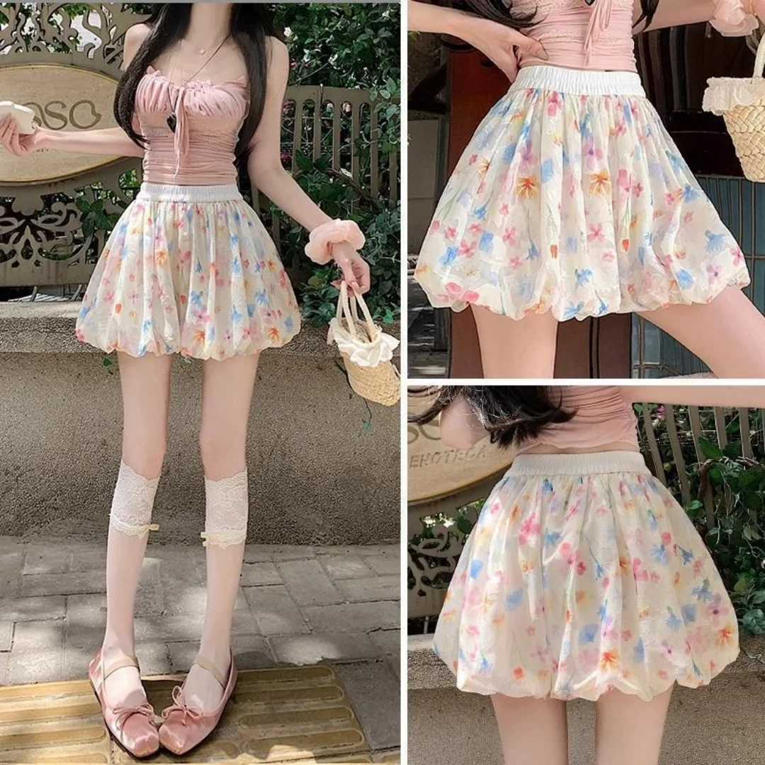 Plus Size Women's Summer Petite High Waist Loose Casual Ice Silk Wide Leg Pants Mini Skirts Cute Sexy Ballet Lolita Shorts Skirt image 3