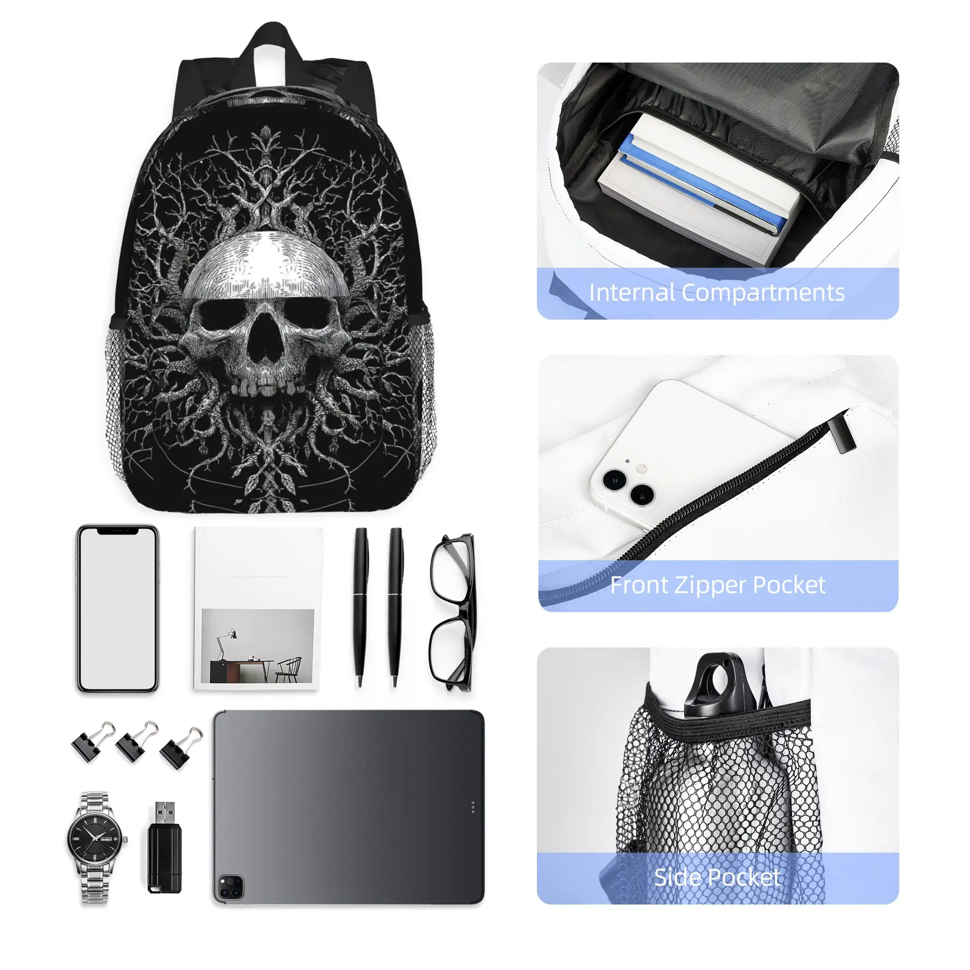 Skeleton Tree Printed Backpack Hot Sale Daypack Large Capacity Boys Girls BookBag Shoulder Bags for Men Women School Bag