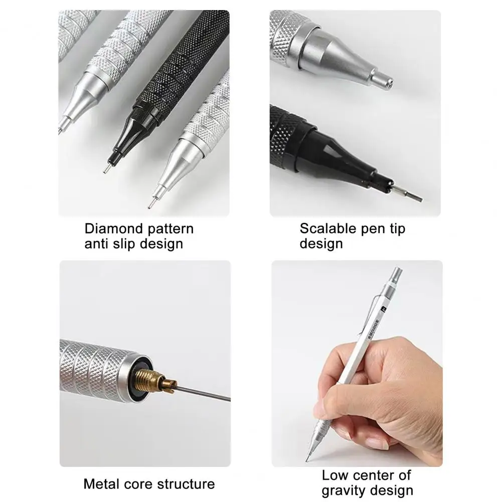 0.9 Mm Mechanical Pencil Metal Mechanical Pencil Mechanical Pencil Set with Metal Body Hb 0.3-2.0mm Drafting Drawing Writing